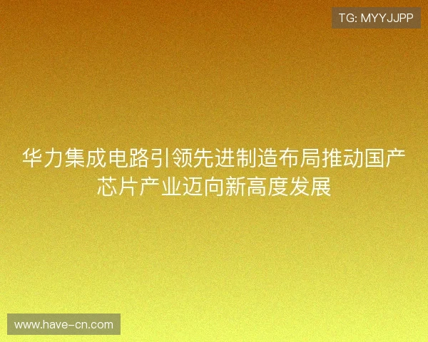 华力集成电路引领先进制造布局推动国产芯片产业迈向新高度发展